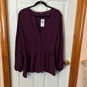 Torrid Deep Purple Long Sleeve Blouse